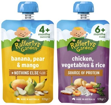 Rafferty's Garden 4+ Months, 6+ Months or 8+ Months Baby Food Pouch 120g