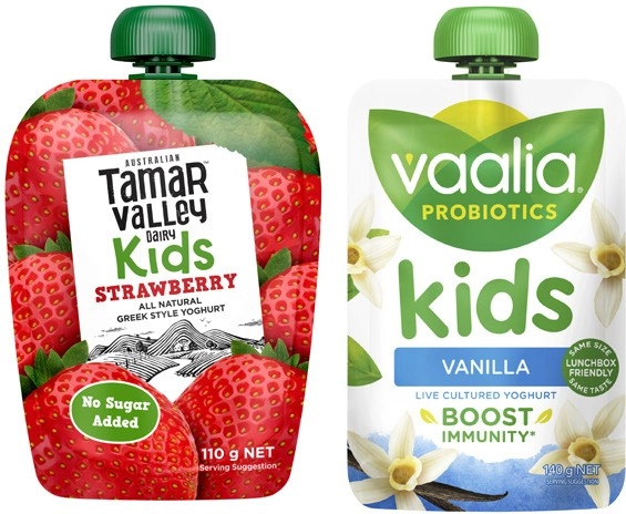 Tamar Valley Kids Greek Yoghurt Pouch 110g or Vaalia Kids Yoghurt Pouch 140g