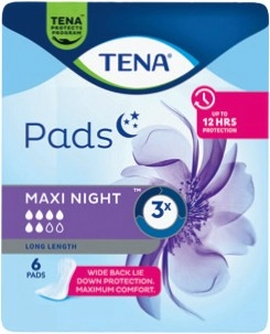 Tena Maxi Long Night Pads 6 Pack