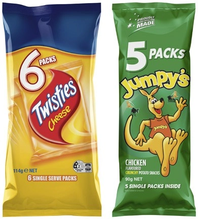 Twisties 6 Pack or Jumpy's or Doritos 5 Pack