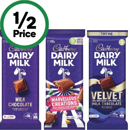 Cadbury Dairy Milk, Bubbly or Marvellous Creations 150-190g