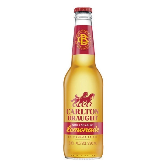 Carlton Draught with Lemonade Bottles 24x330ml