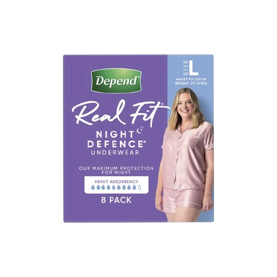 Depend Real Fit Night Defence Underwear for Women Pk 8