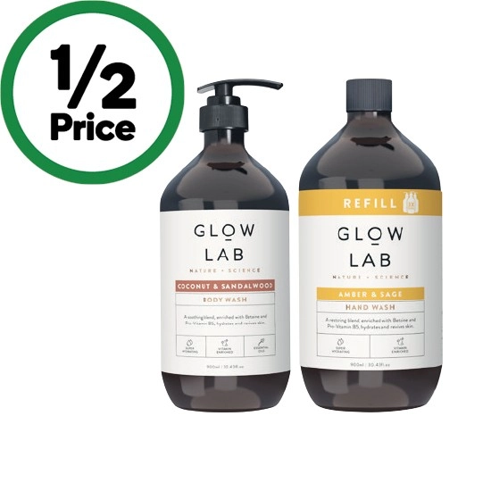 Glow Lab Body Wash or Hand Wash Refill 900ml