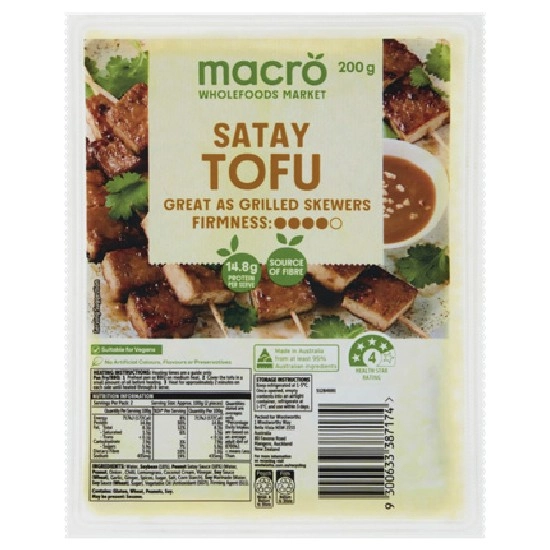 Macro Satay Tofu 200g – From the Fridge