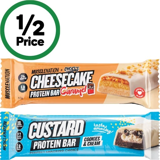 Muscle Nation Protein Custard Bar 60g or Cheesecake Bar 50g#