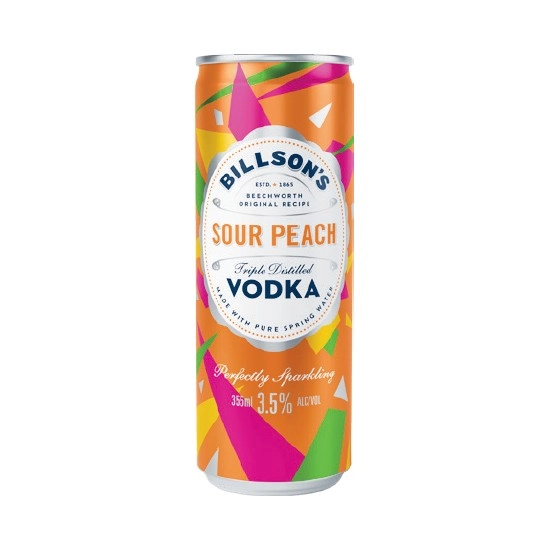 NEW Billson’s Vodka & Sour Peach Cans 4x355ml