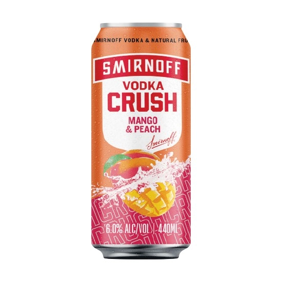 NEW Smirnoff Crush Mango & Peach Cans 4x440ml