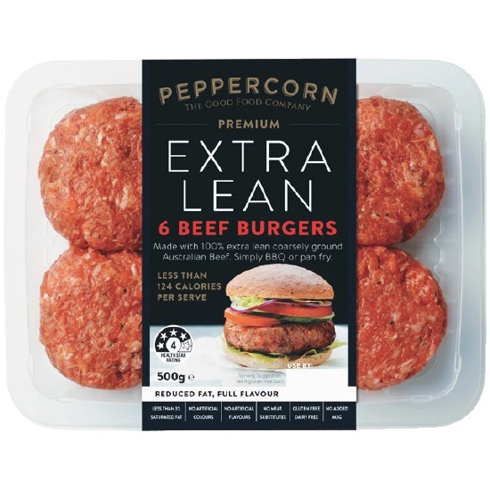 Peppercorn Extra Lean Beef Burgers or Sausages 450-500g