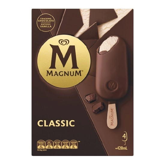 Streets Magnum or Magnum Minis 330-428ml Pk 4-6 – From the Freezer