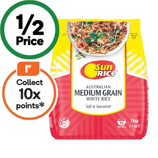 SunRice Medium Grain White Calrose Rice 1 kg