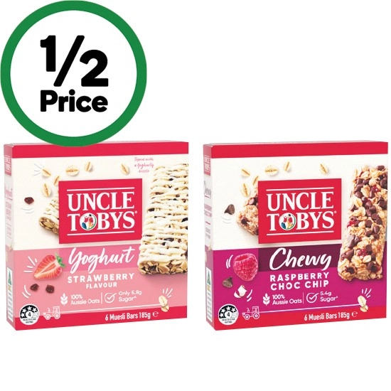 Uncle Tobys Muesli Bars 185g Pk 6