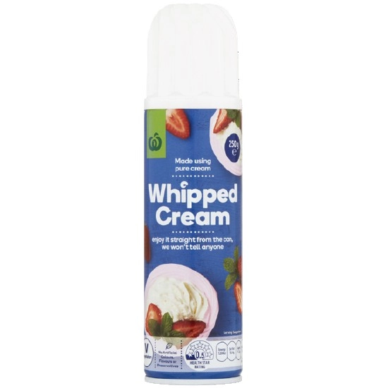 Woolworths Whipped Cream 250g – From the Fridge