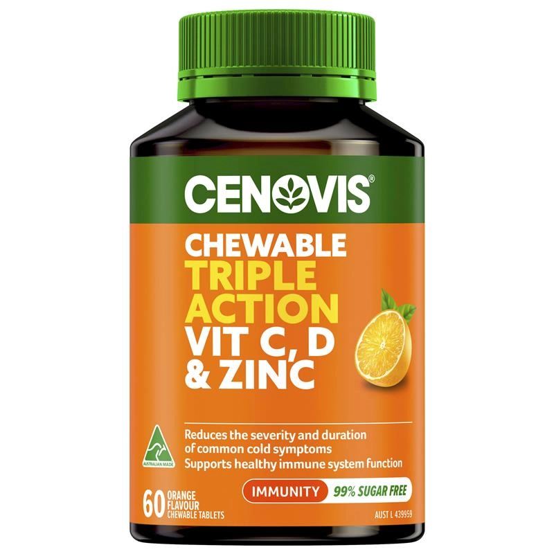 Cenovis Triple Action Vit C, D & Zinc 60 Chewable Tablets