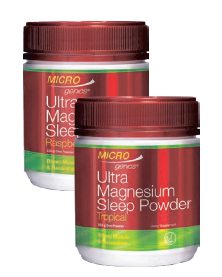 Microgenics Ultra Magnesium Sleep Powder 250g Tropical or Raspberry Flavour