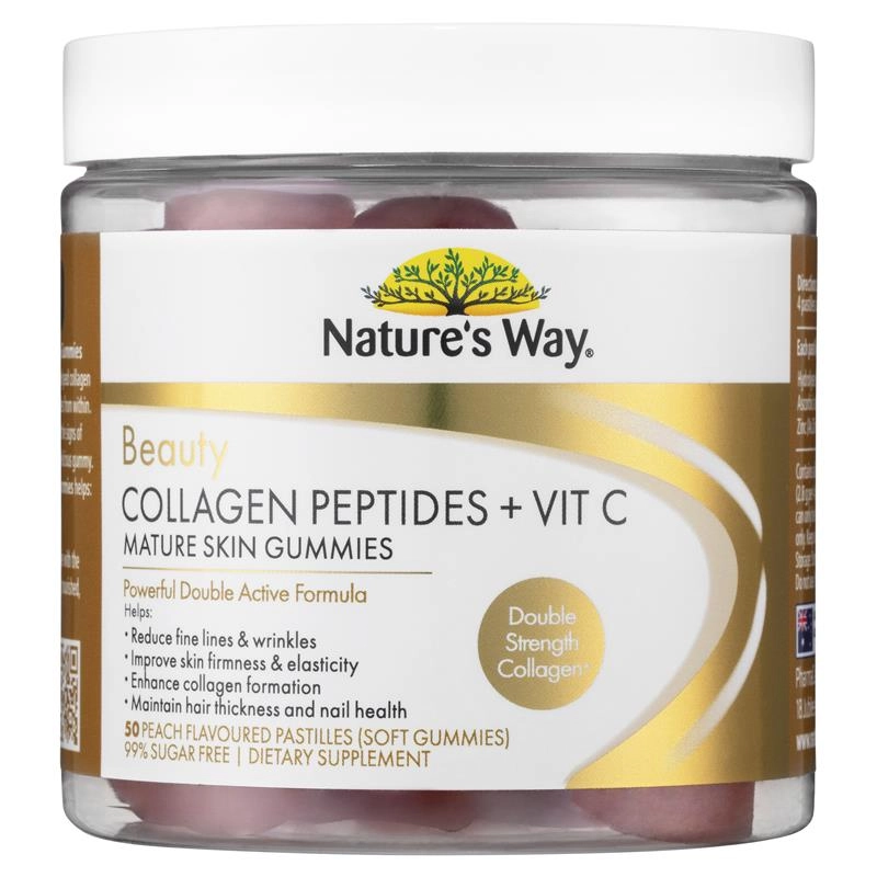 Nature’s Way Beauty Collagen Peptides + Vit C Mature Skin Gummies 50 Pastilles