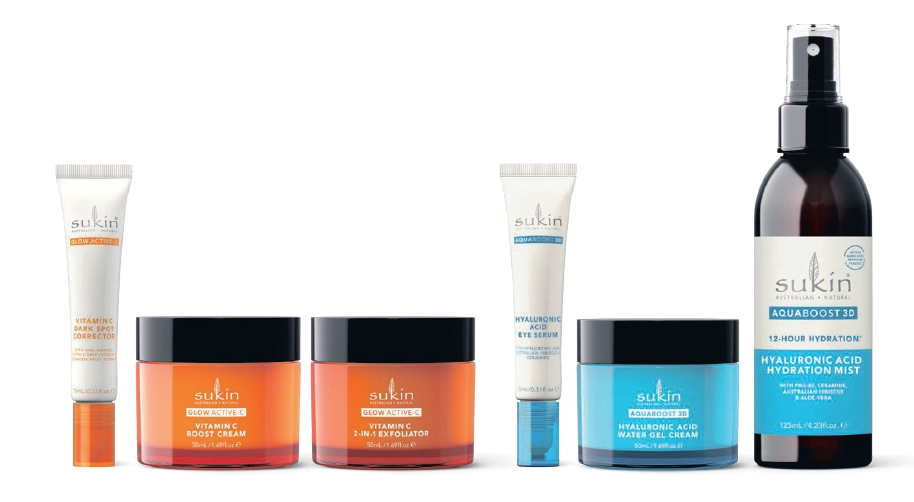 Sukin Glow Active-C, AquaBoost 3D Skincare Range