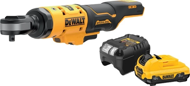 DeWalt 12V 3/8” Ratchet Wrench Skin & 3.0Ah Battery & Charger Combo