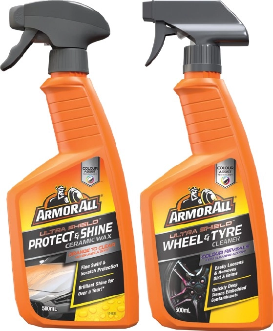 NEW Armor All 500ml Ultra Shield Ceramic Wax & Wheel & Tyre Cleaner