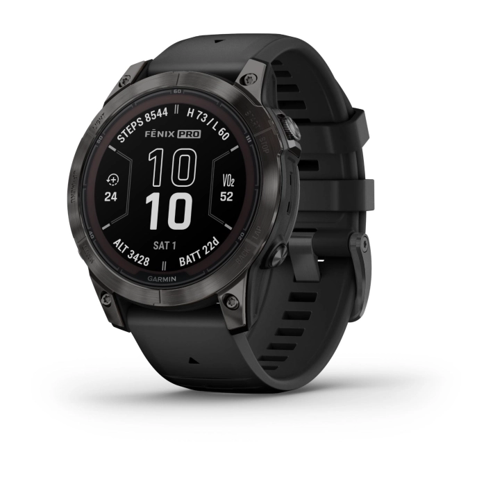 Garmin fenix® 7 Pro Sapphire Solar Edition Carbon Grey DLC Titanium with Black Band