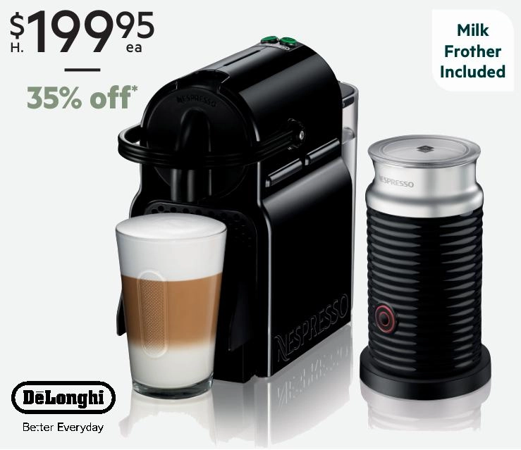 De'Longhi Nespresso Inissia Capsule Coffee Machine Bundle with Aeroccino3 Milk Frother EN80BAE