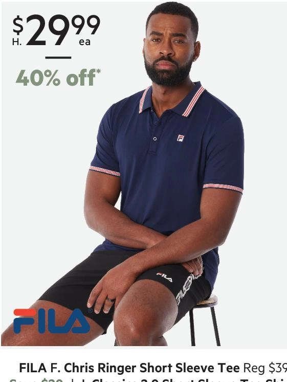 FILA Men’s Stephan Quick Dry Polo Shirt New Navy