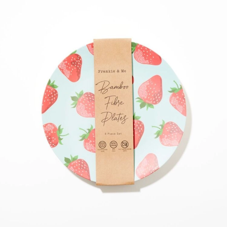 Frankie & Me Strawberry 22 cm Bamboo Plates 4 Pack