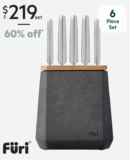 Furi Stone 6-Piece Knife Block Set Flint