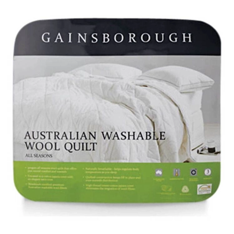 Gainsborough 300 GSM All Seasons Australian Washable Wool Quilt White Queen