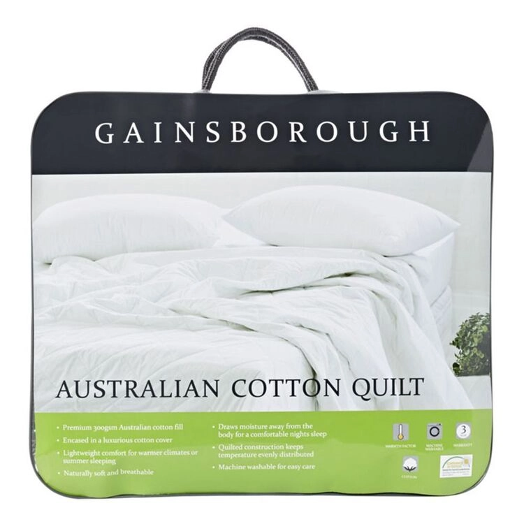 Gainsborough Australian Cotton Quilt White Queen