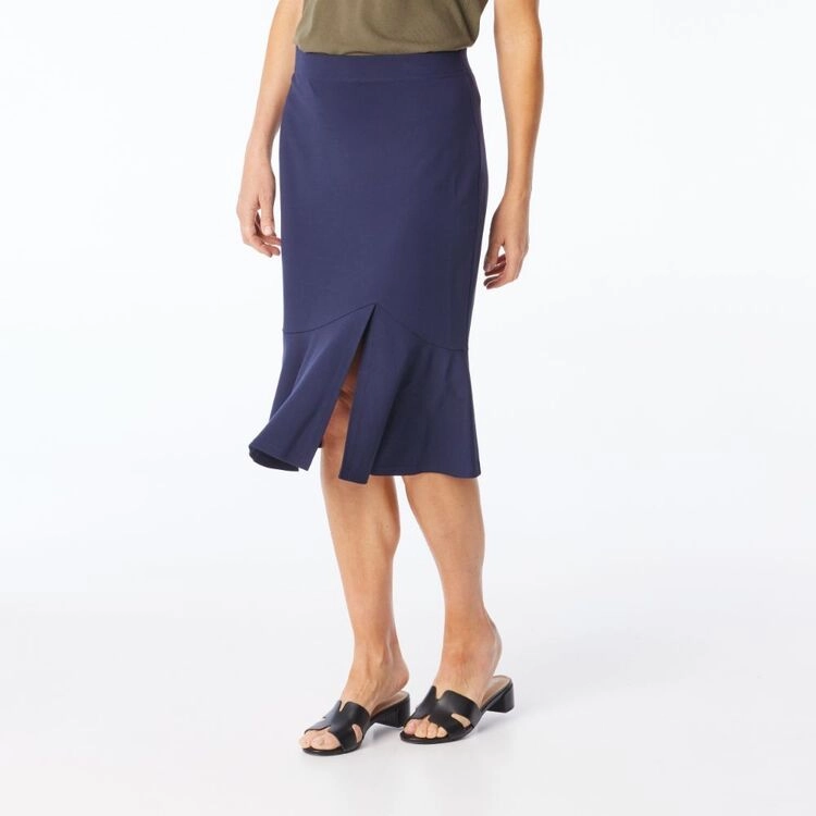 Jane Lamerton Women’s Ponte Asymmetric Hem Skirt Midnight