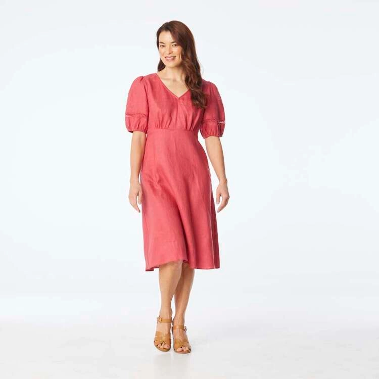 Khoko Edition Women's Linen Lace Dress Tea Rose