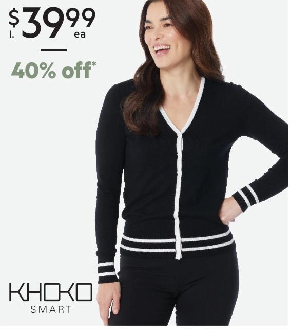 Khoko Smart Women's Contrast Spliced Cardigan Black