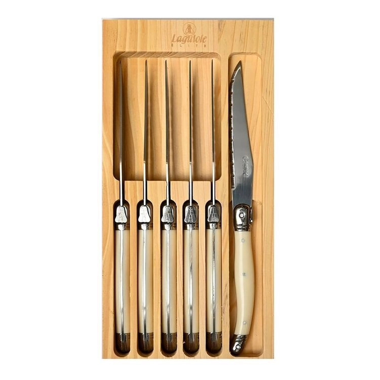 Laguiole Elite 6-Piece Knife Set Pearl White/Ivory