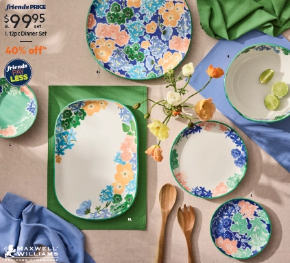 Maxwell & Williams Forget Me Not 12-Piece Dinner Set