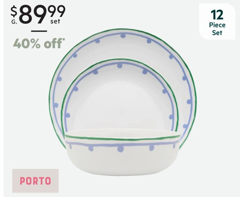 Porto Fiesta 12 Piece Dinner Set Lilac