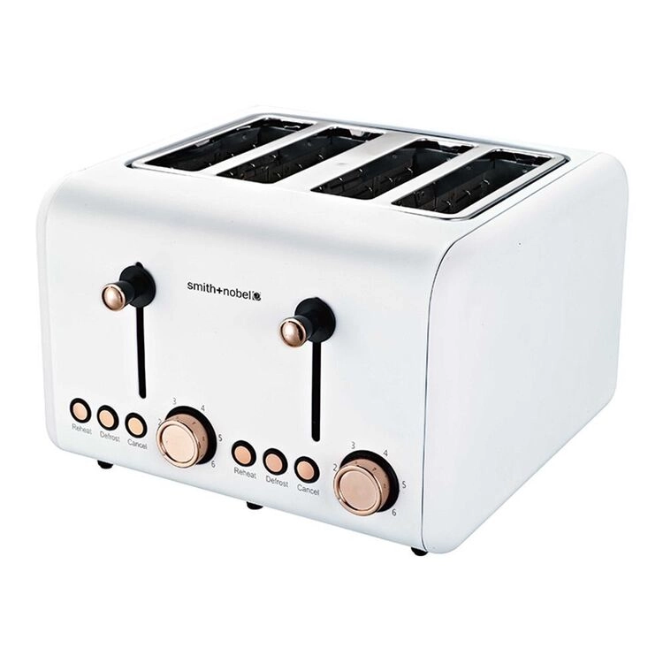 Smith + Nobel 4 Slice Toaster White And Rose Gold HTA4002-RGW