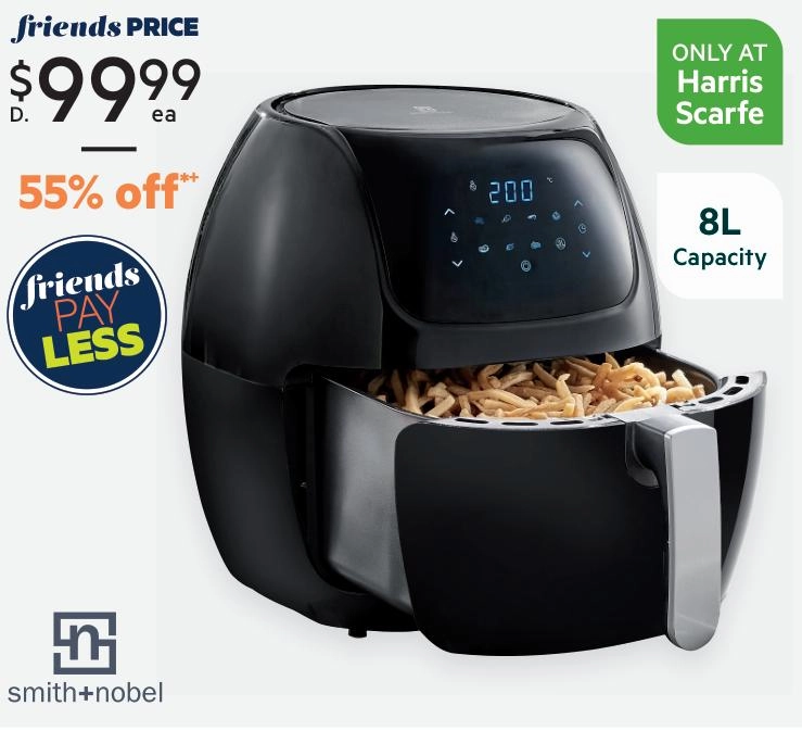 Smith + Nobel 8L Digital Air Fryer Black SN-KAF-8441