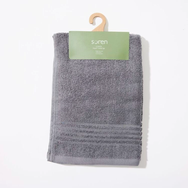 Soren Hand Towel Set 2 Pack Charcoal