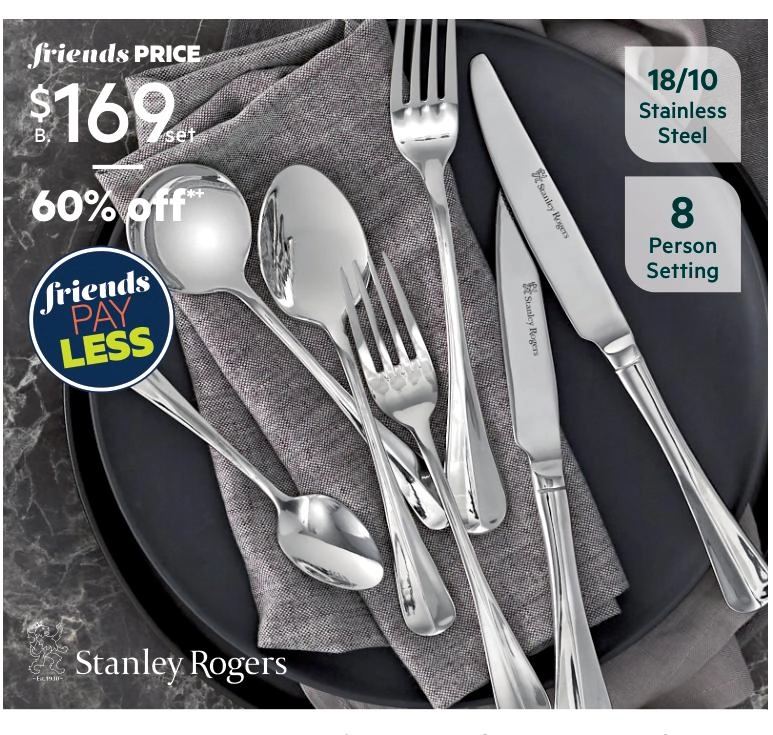 Stanley Rogers Baguette 56-Piece 18/10 Cutlery Set