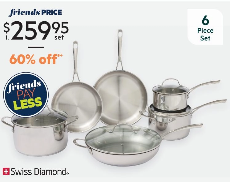 Swiss Diamond 6-Piece Premium Steel Deluxe Cookset