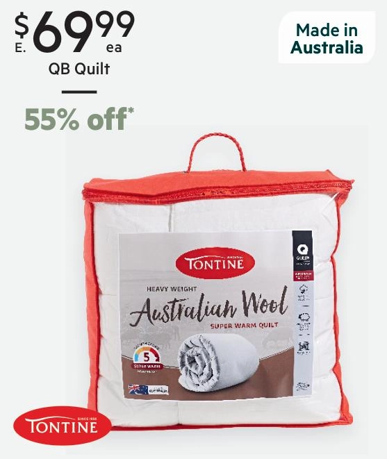 Tontine 500 GSM Heavy Weight Australian Wool Quilt Queen