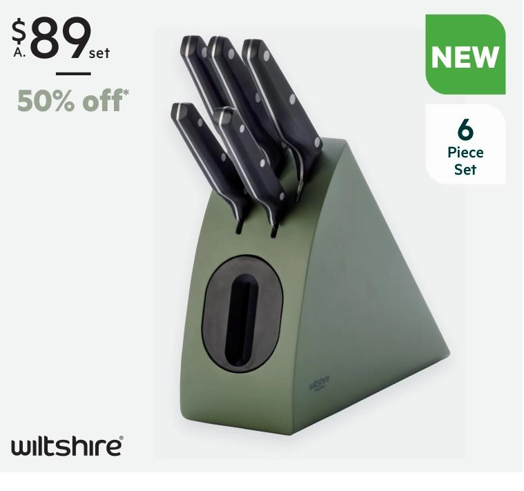 Wiltshire Staysharp 6-Piece Triple Rivet Radius Knife Block Set Sage