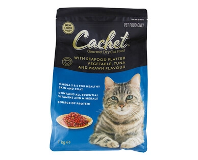 Cachet Gourmet Dry Cat Food Seafood Platter wirh Tuna, Vegetable and Prawn Flavour 1kg