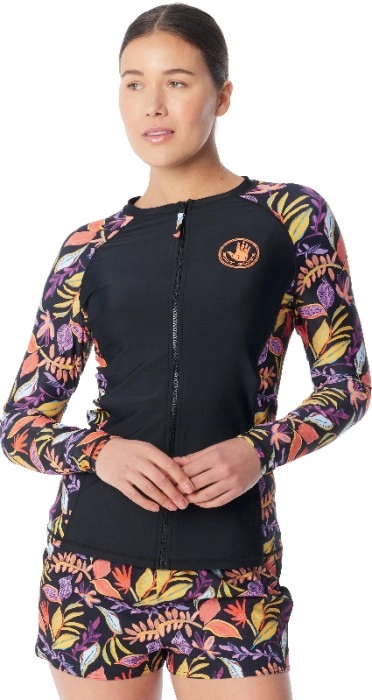 Body Glove Women’s Tropic Leaves Full Zip Long Sleeve Rash Vest