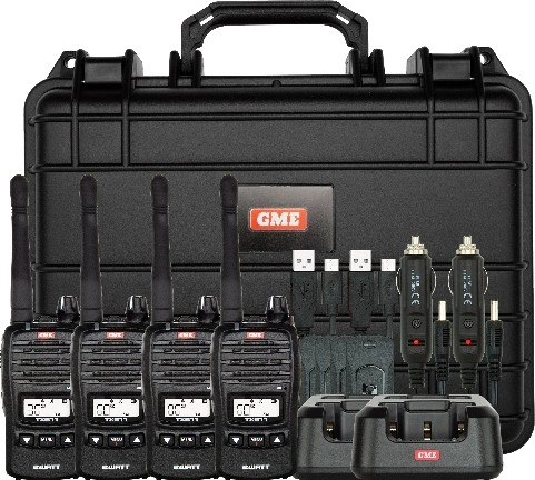 GME TX677 2 Watt UHF CB Handheld Radio Quad Pack Black