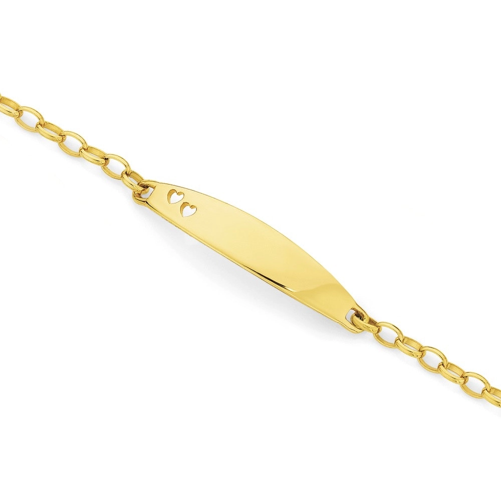 9ct Gold 16.5cm Belcher Heart ID Bracelet