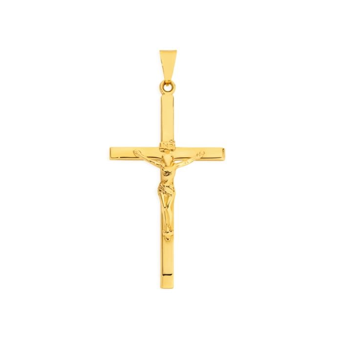 9ct Gold 40mm Hollow Crucifix Men's Pendnat