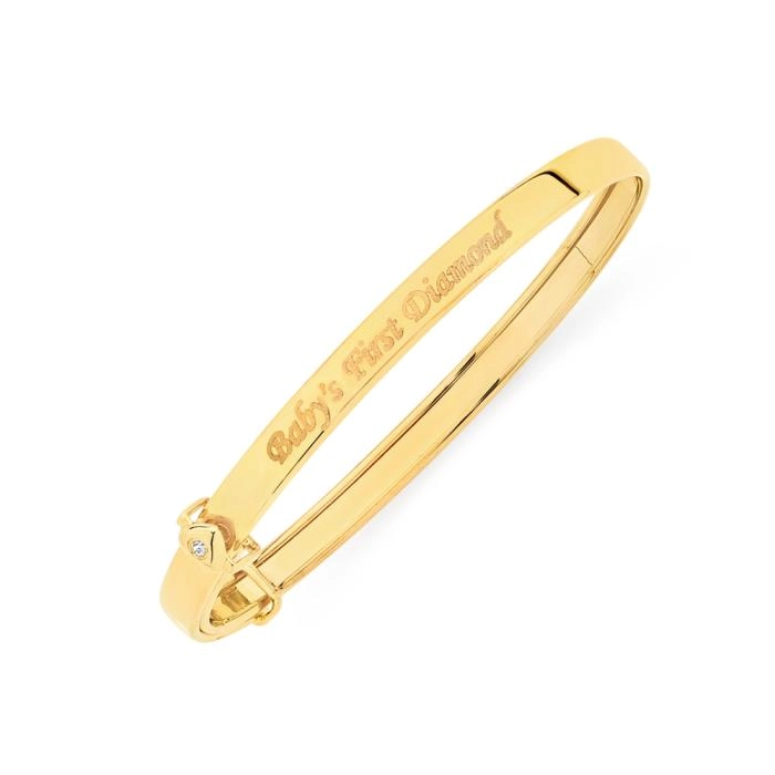 9ct Gold 45mm 'Baby's First Diamond' Diamond-set Bangle