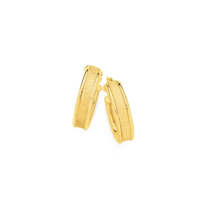 9ct Gold 4x10mm Satin Hoop Earrings